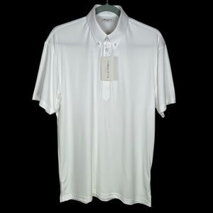 Collars & Co Polo Shirt Mens Medium White Button Down Dress Collar Oxford Office